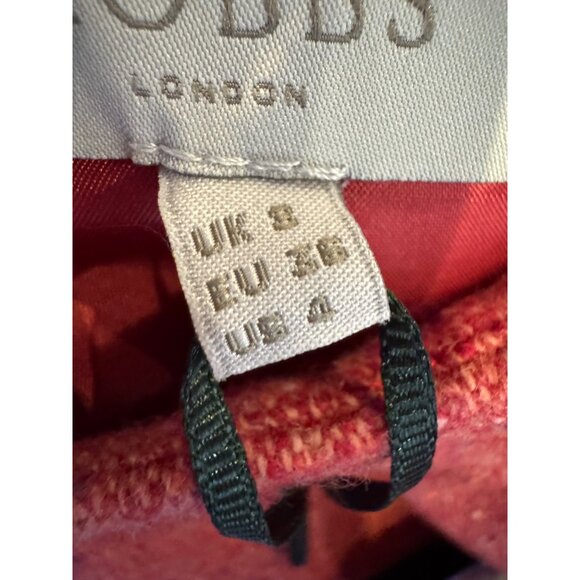 Hobbs London Dress Women 4 Red Wool Silk Tweed Button Neckline Sheath Preppy - Picture 9 of 13